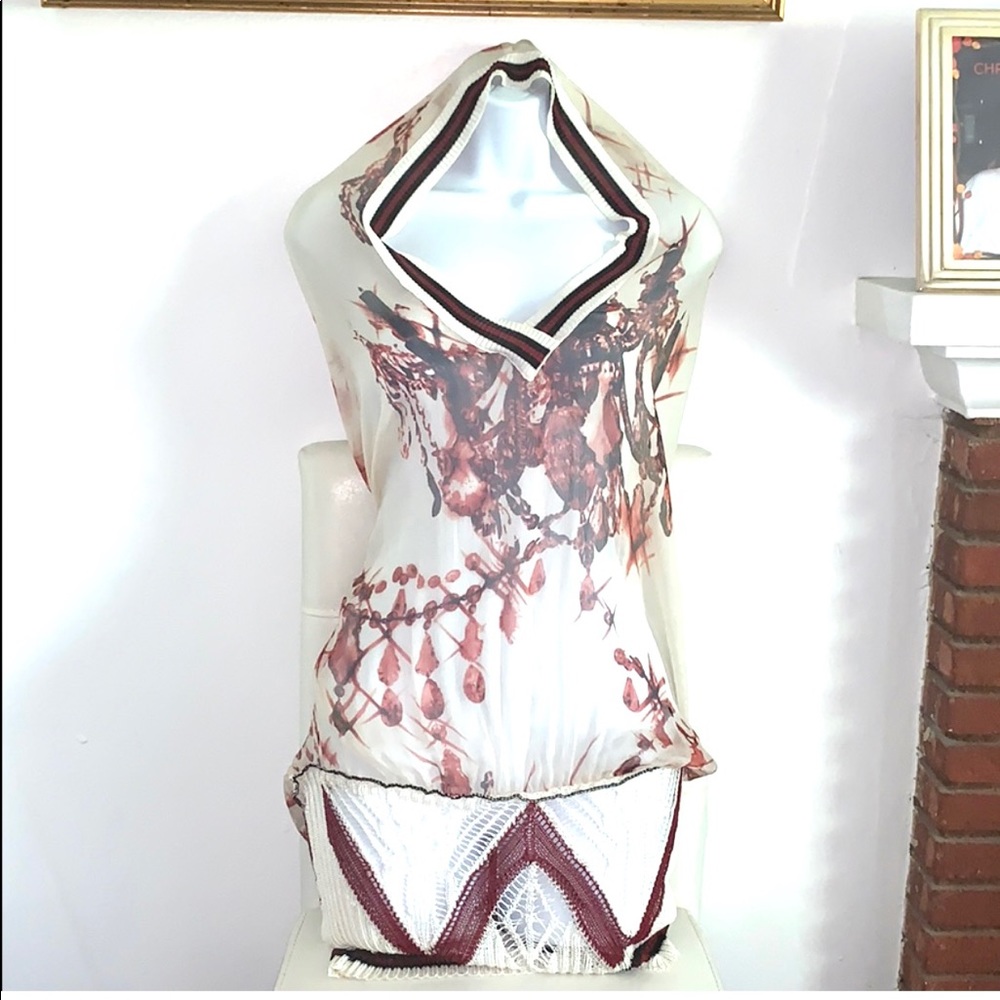 John Paul Gauthier top, Dark red cream color